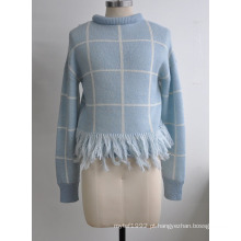 Mulheres Warm Pullover Knitting Sweater com franja